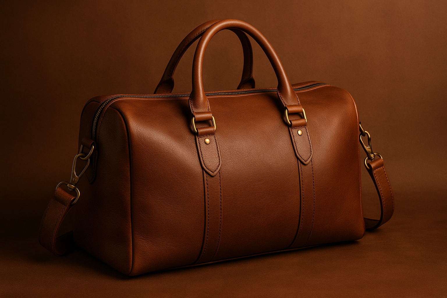 Hero — full‑grain leather duffle